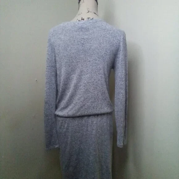 Gap Dress Women XS Long Sleeve Elastic Drawstring Waist Soft Stretch Gray Black - Picture 9 of 12